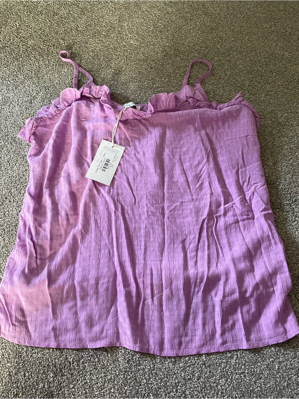 Grace & Lace Lilac Ruffle-Trim Spaghetti Strap Tank